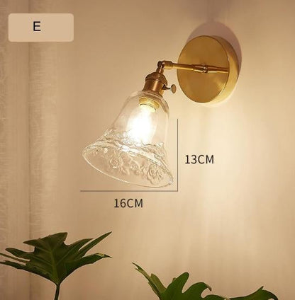Nordic Retro Livingroom Bedroom Bedside Full Copper Wall Lamp