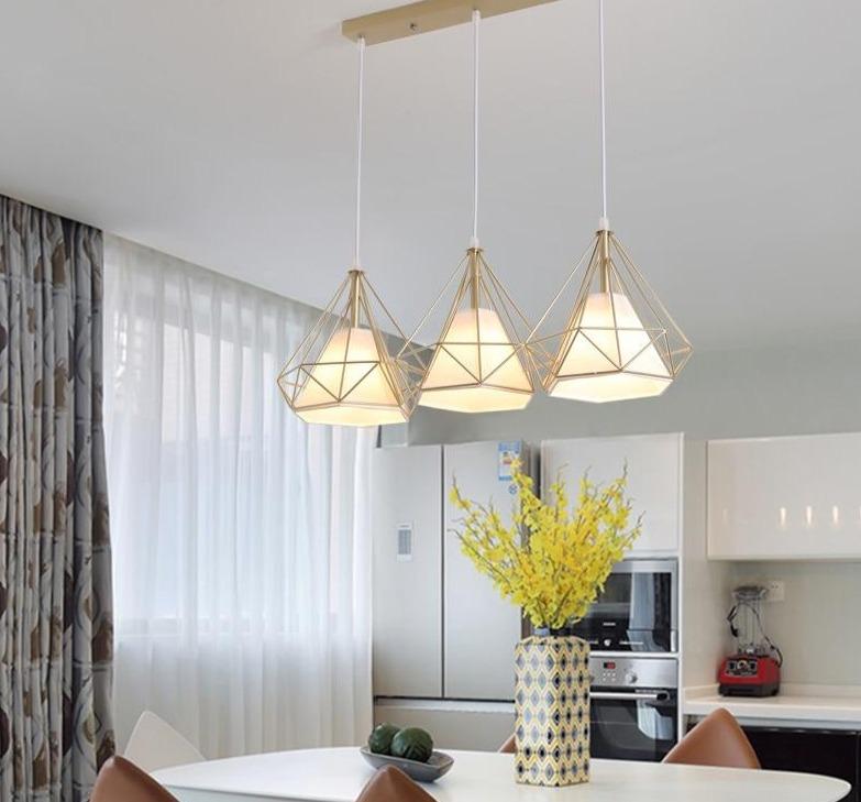 Gold Color Pendant Lights Triangle Shape Nordic Style 1head/3heads  Hanging Lamp Simple Metal Lights Fixtures Deco Abajur