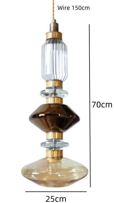 Clear Amber Glass LED Chandelier Modern Pendant Lamp Hall Parlor Restaurant Bedside Lighting Fixtures
