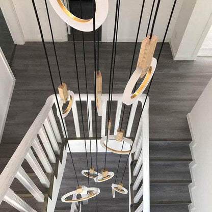 Modern 1/3/6Heads Led Chandeliers Wood Acrylic Ring Chandelier For LOFT Decor