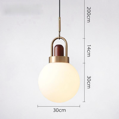 Solid Wood Chandelier Nordic Retro Minimalist Restaurant Shop Bar Bedroom Bedside Balcony Ball Glass Cover