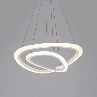 Modern LED Circles Pendant Lights Living Dining Room Fixtures With Remote Dimmable Rings Home Decor Bedroom White Hanging Lamp
