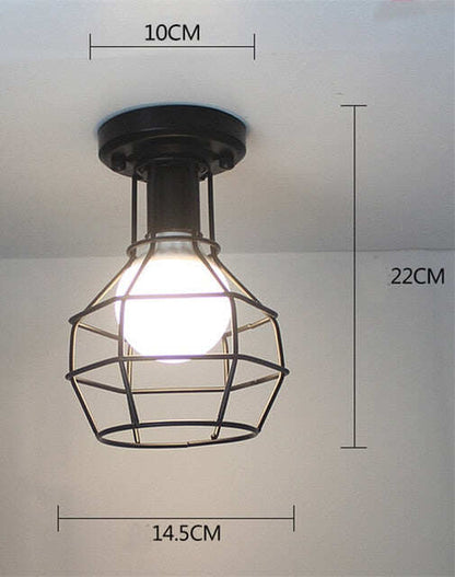 Vintage Ceiling Lights Lustre Luminaria Led Ceiling Lamp Loft Iron Cage Fixtures Lighting
