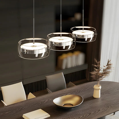 LED Modern Minimalist Dining Table Light Glass Restaurant Pendant Light, Single Head Three Head Restaurant Light Indoor Lighting