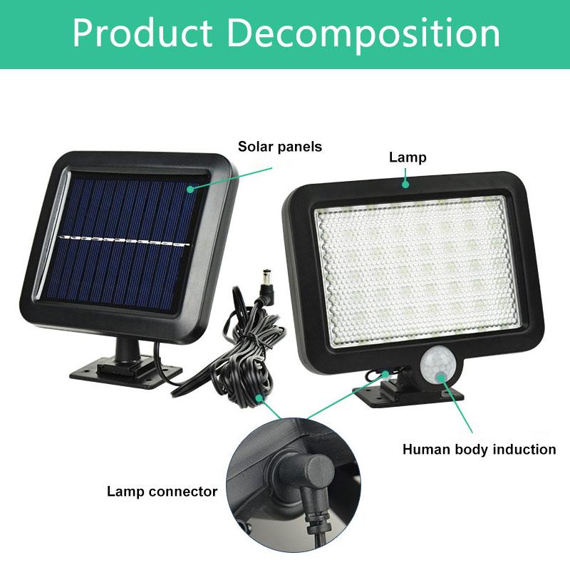 56 LED Outdoor Solar Wall Light PIR Motion Sensor Solar Lamp Waterproof Infrared Sensor Garden Light