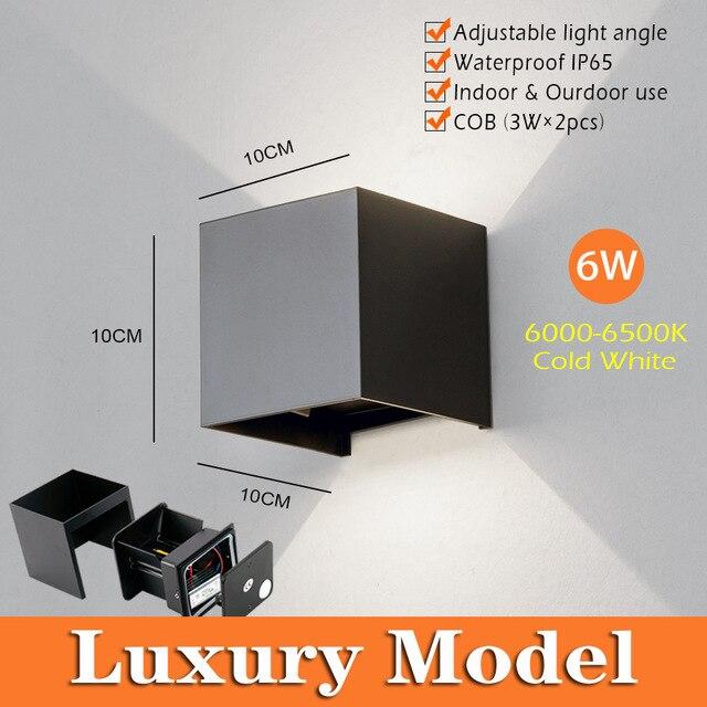 6W LED Wall Lamp IP65 Waterproof Indoor & Outdoor Aluminum Wall Light Surface Mounted Cube LED Garden Porch Light