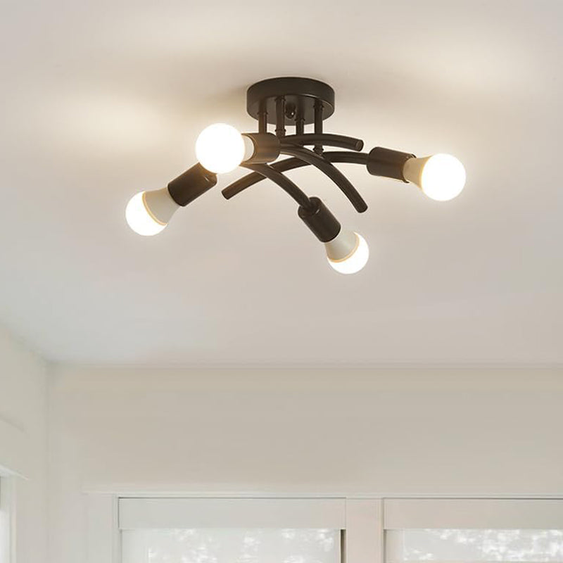 Retro-style Wrought Iron Pipe Pendant Light Industrial Art Pendant Lamp for Modern Living Room and Bedroom Lighting Decor