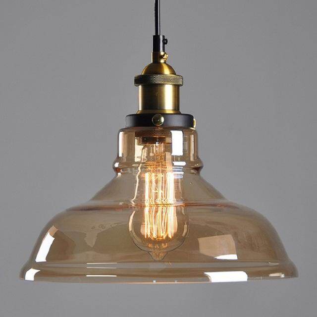Vintage Glass Pendant Lights Loft Hang Lamp Smoky Grey Hanging Light