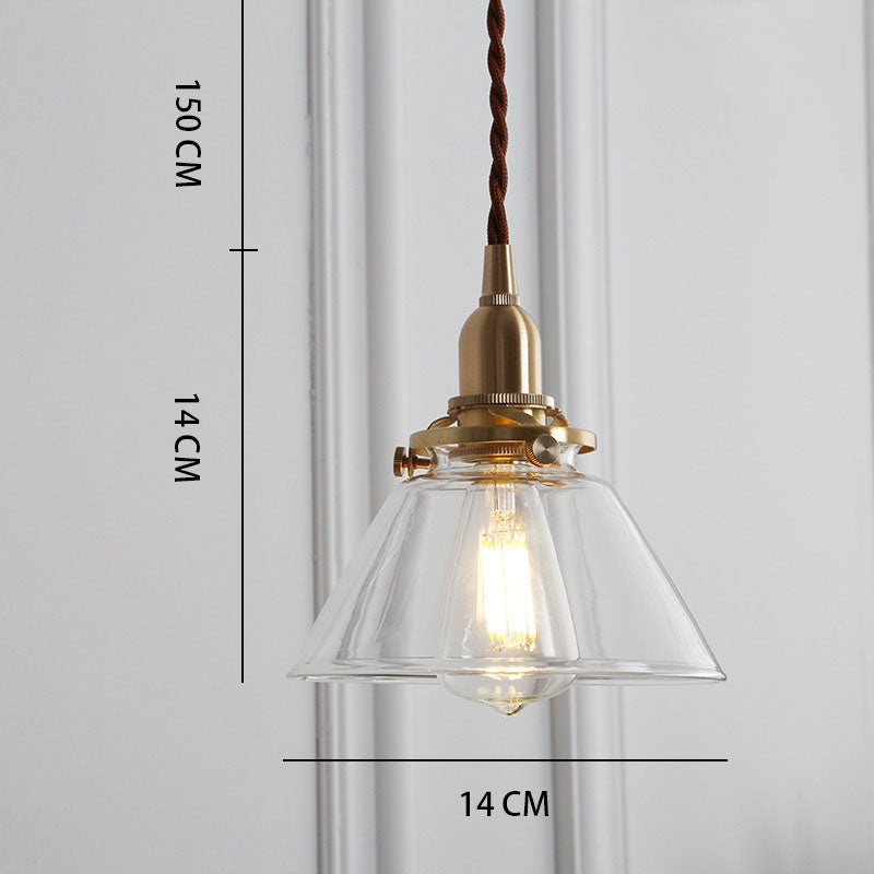 Chandelier Nordic Modern Simple Single Head Brass Teahouse Dining Room Living Room Vintage Pleated Lamps