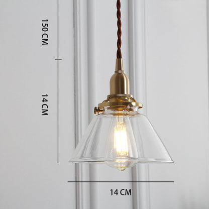 Chandelier Nordic Modern Simple Single Head Brass Teahouse Dining Room Living Room Vintage Pleated Lamps