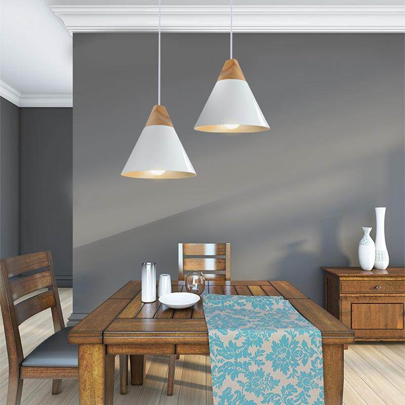 Nordic LED Pendant Lights Dining Room Pendant Lamp Modern Colorful Restaurant Kitchen Coffee Bedroom Loft Hanglamp Wood E27