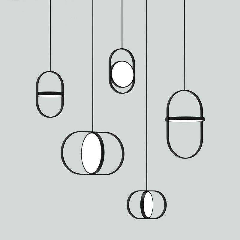 Nordic Modern Geometry Simple Rotary Pendant Lights Designer luminarias Circular Hanging Lamp Bar Bedside Light Fixtures