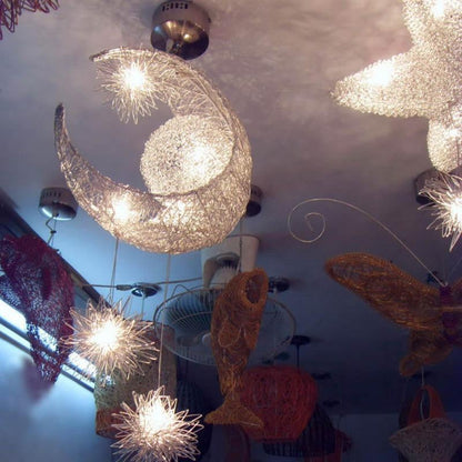 Ceiling Lamps Modern Pendant LED Moon Star Chandelier Children Bedroom Hanging Lamp Christmas Decorations For home Fixture Light