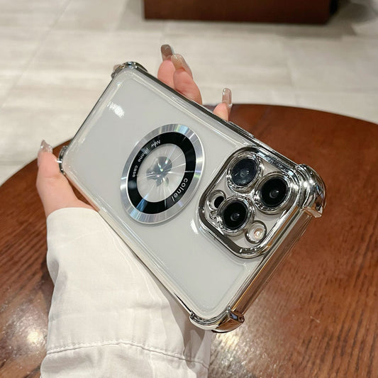 Transparent Plating Magnetic Cases For iPhone 16 13 12 11 17 Pro Max 14 15 Plus 17 Air For Magsafe Wireless Charging Phone Cover