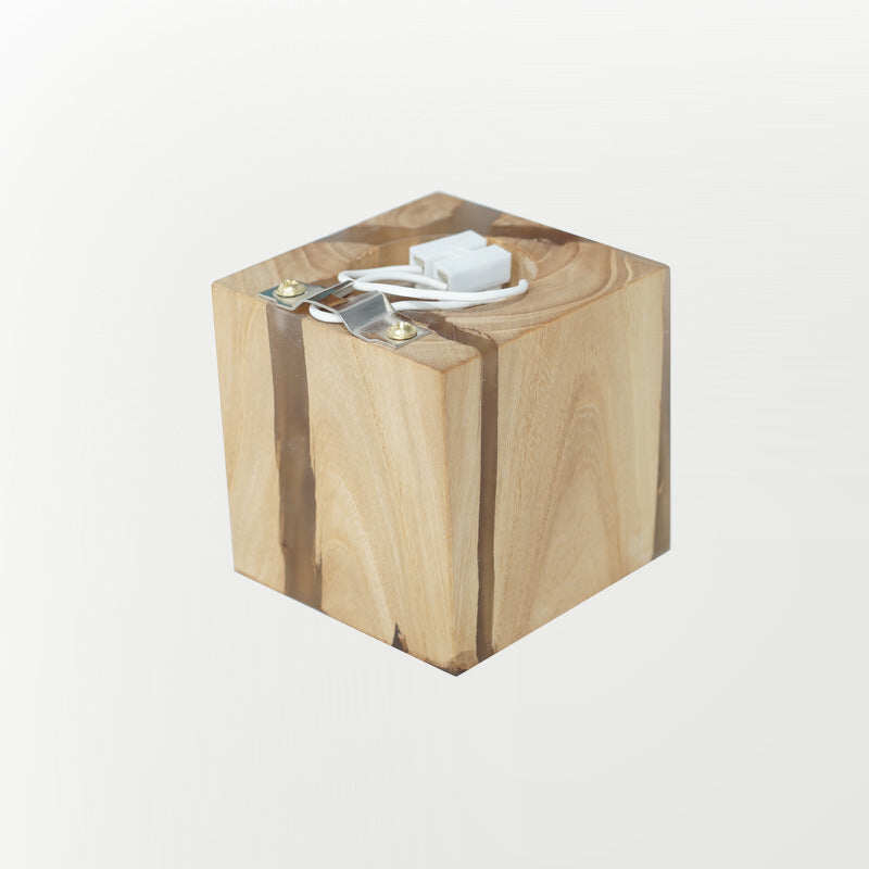 Wood Resin Square Wall Lamp Cracked Wood Grain Wall Lamp Corridor Square Wood Art Dining Bar Bedside Lamp