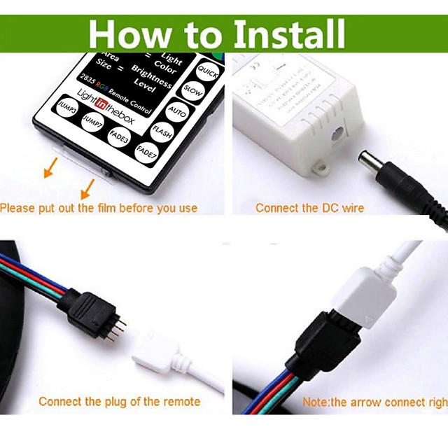 10M(2x5M) Waterproof Flexible LED Strip Lights RGB Tiktok Lights 2835 600LEDs 8mm 44Keys IR Remote Controller