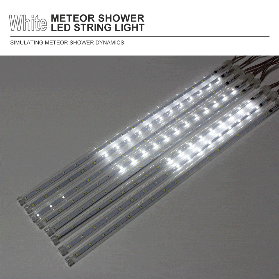 30cm 50cm 8 Tubes Waterproof Meteor Shower Rain LED String Lights Outdoor Christmas Decoration for Home Tree EU/US Plug