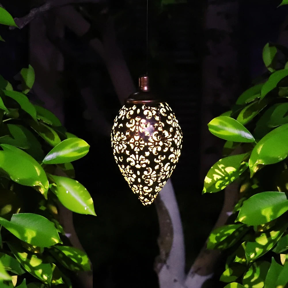 Waterproof solar garden light  LED Lantern Hanging Outdoor solar Lamp Olive Shape Sensitive Sensor Control Solar Powered lamp