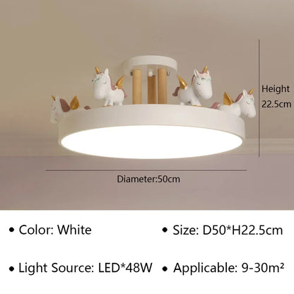 Modern Unicorn Design LED Ceiling Lamp for Living Dining Room Children's Room Sofa Chandelier Simple Fixture