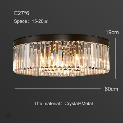 Modern Crystal Ceiling Lamp Living Crystal Ceiling Light Bedroom Classic Round Ceiling Lamps Black Base Led Fixtures Dining Room