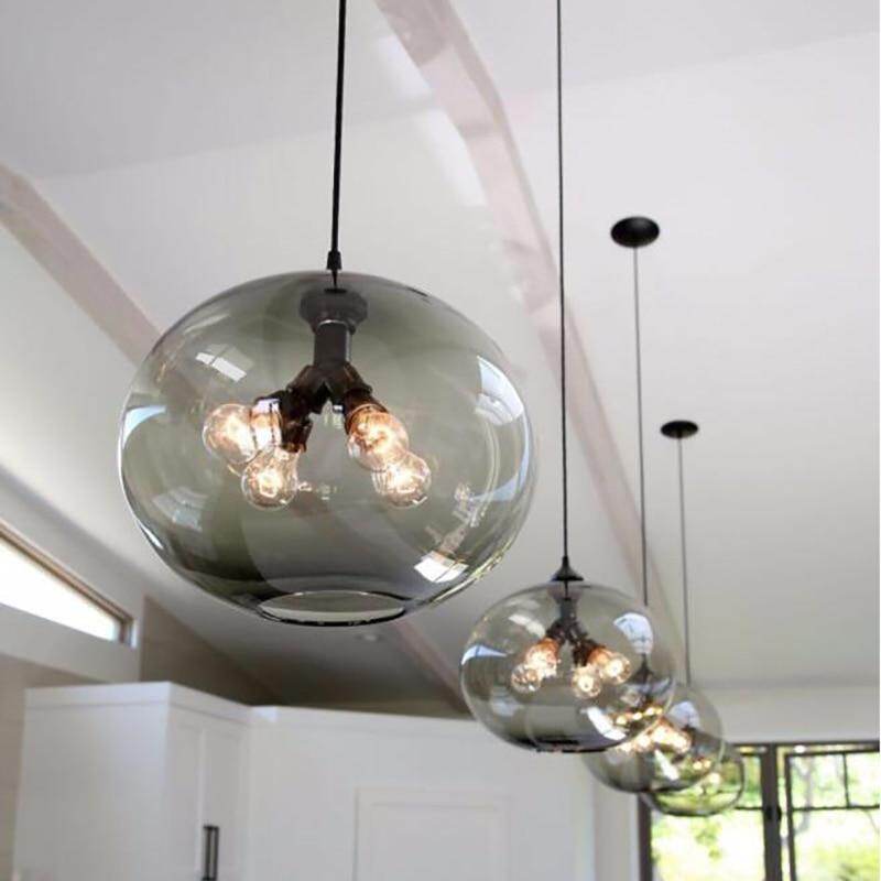 Nordic Modern Colorful Glass Bowl Pendant Lights E27 Loft Hanging Lamps For Kitchen Living Room Bedroom Restaurant Hotel Hall