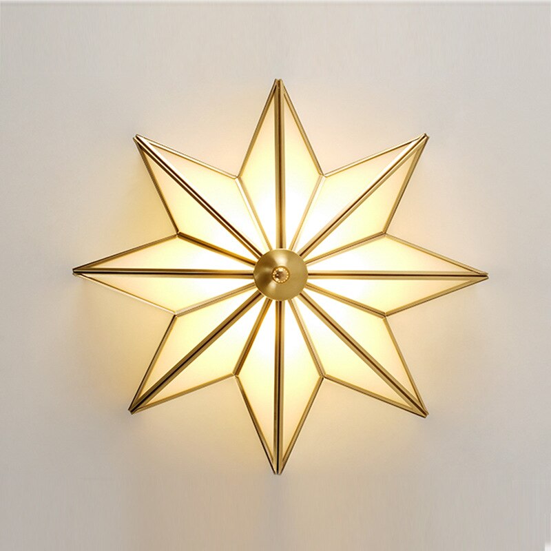 Modern Ceiling Lights Bedroom Copper Lighting Living Led Lamp Star Shape Kitchen Brass Ceiling Lamp Led Glass Fixtures Dining