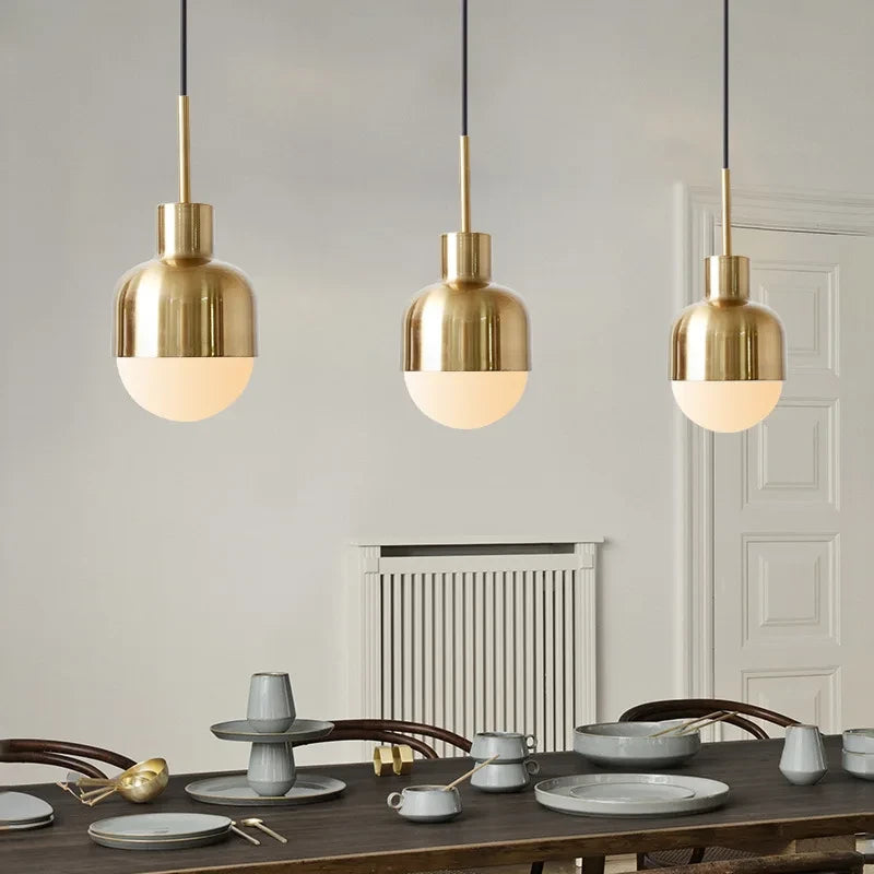 Modern Led Pendant Lights Fixture for Kitchen Dining Room Restaurant Hanging Lamps Luminaire Gold Simple Iron Droplight Lighting