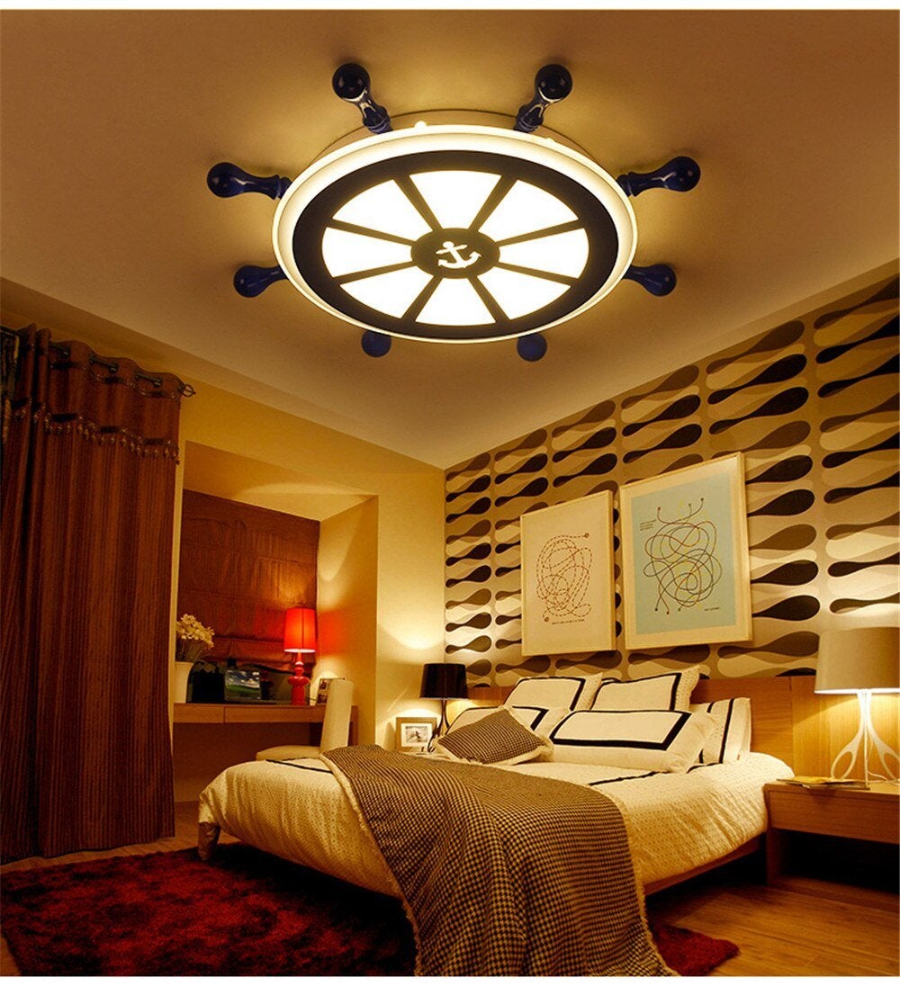 Novelty Kids Room The Rudder LED Lamp Europe Ceiling Light Modern Cartoon Light Boy Bedroom Shop Lighting Fixture