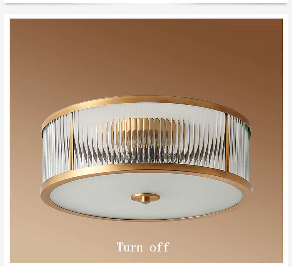 Led E27 American Copper Glass Golden Round LED Lamp.LED Light.Ceiling Lights.LED Ceiling Light.Ceiling Lamp For Foyer Bedroom