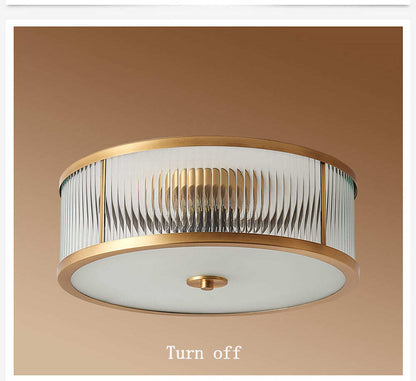 Led E27 American Copper Glass Golden Round LED Lamp.LED Light.Ceiling Lights.LED Ceiling Light.Ceiling Lamp For Foyer Bedroom