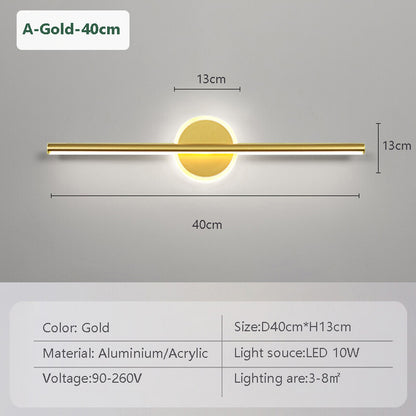 Modern LED Wall Lamp Mirror Front Light 40/60cm Simple Gold Black Indoor Lighting Fixture