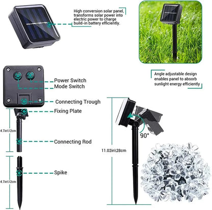 Solar Cherry Garden Blossom Flower Lights Garlands String Lights Solar Outdoor Waterproof Lawn