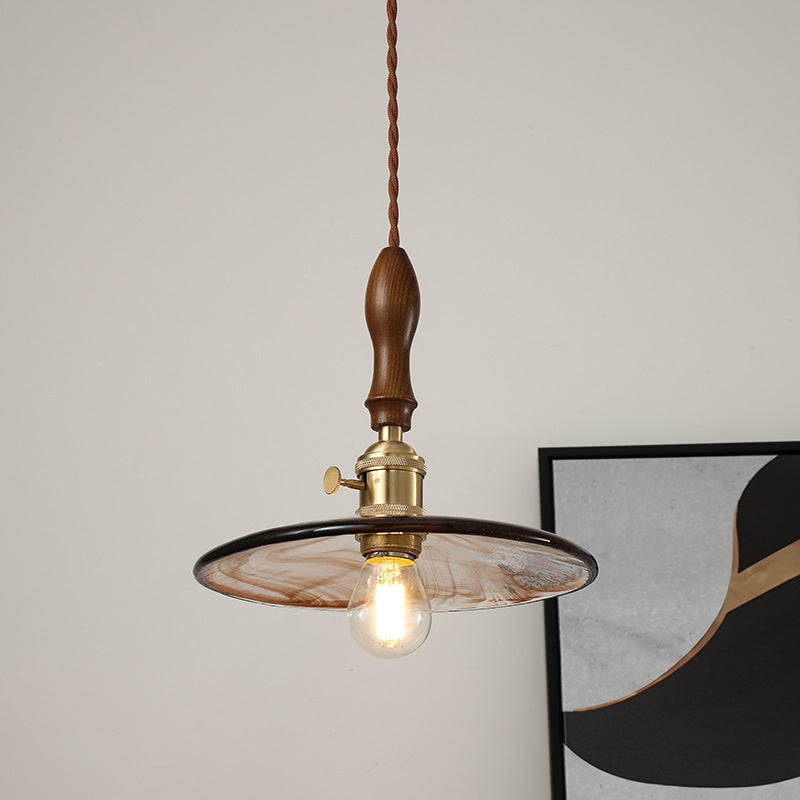 Noridc Amber Glass Pendant Lights Bedroom Living Room Dinning Room Modern Hanging Lamp Retro Decoration Pendant Light