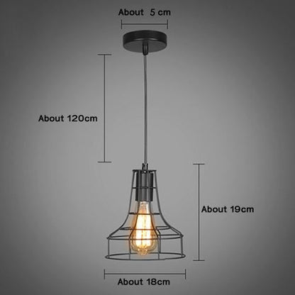 Modern Pendant Light Black Iron Hanging Cage Vintage Led Lamp E27 Industrial Loft Retro Dining Room Restaurant Bar Counter