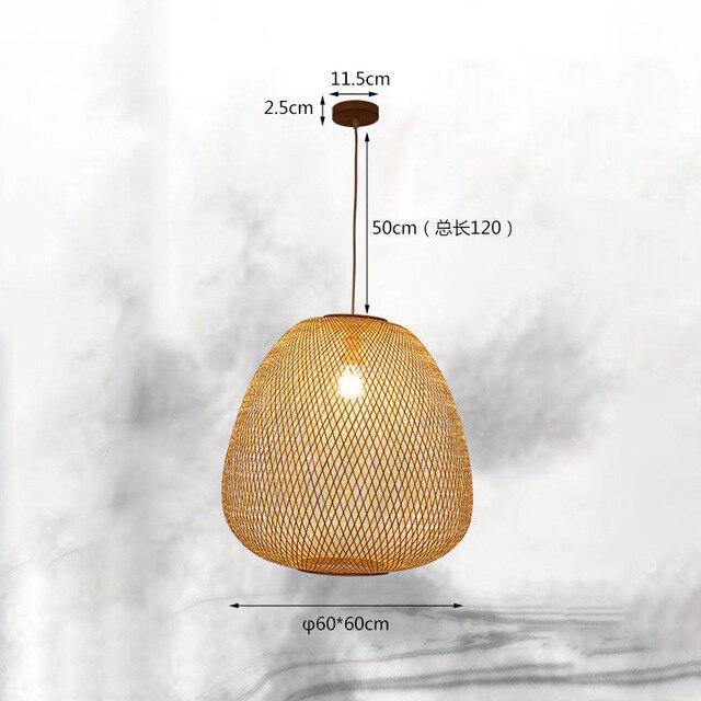Handmade Bamboo Lamp Wicker Rattan Wave Shade Pendant Light Vintage Japanese Lamp Suspension Home Indoor Dining Table Room