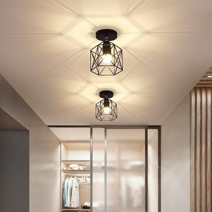 Retro Indoor Lighting Vintage Ceiling Light LED Lights More Kinds Iron Cage Lampshade Warehouse Style Light Fixture