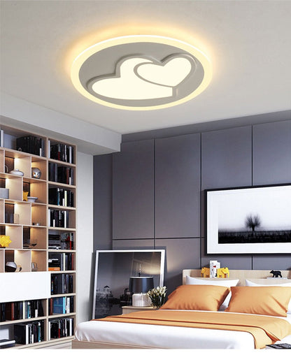 Acrylic Modern Led Ceiling Lights Pink Heart Shape  For Living Room Bedroom Dining Room Home Ceiling Lamp Lighting
