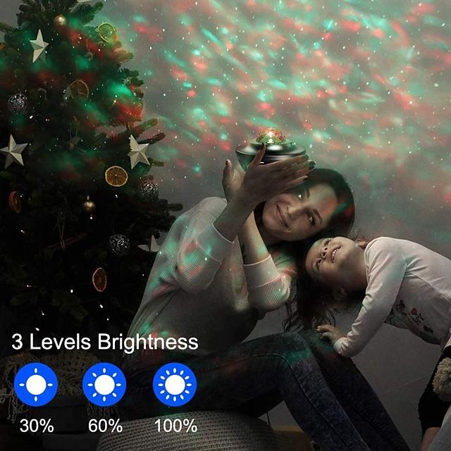 LED Starry Galaxy Projector Night Light Ocean Wave Projection with Bluetooth Music Speaker 8W LED 10 Colors 21 Lighting Modes Brightness Levels Adjustable with Remote Control-LITBest