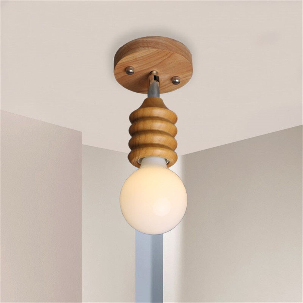 Modern LED Wooden Ceiling Light Novelty E26/27 Kitchen Bedroom Porch Dining Room Balcony Decoration Light Fixture