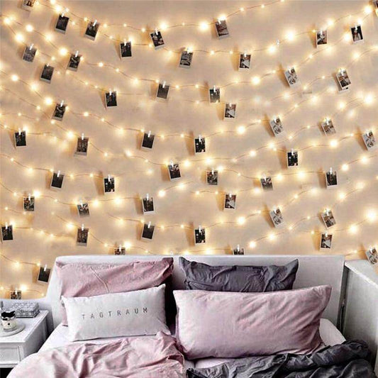 LED String Lights 2M/5M/10M Photo Clip  Fairy Lights Outdoor Battery Operated Garland Christmas Decoration Party Wedding Xmas