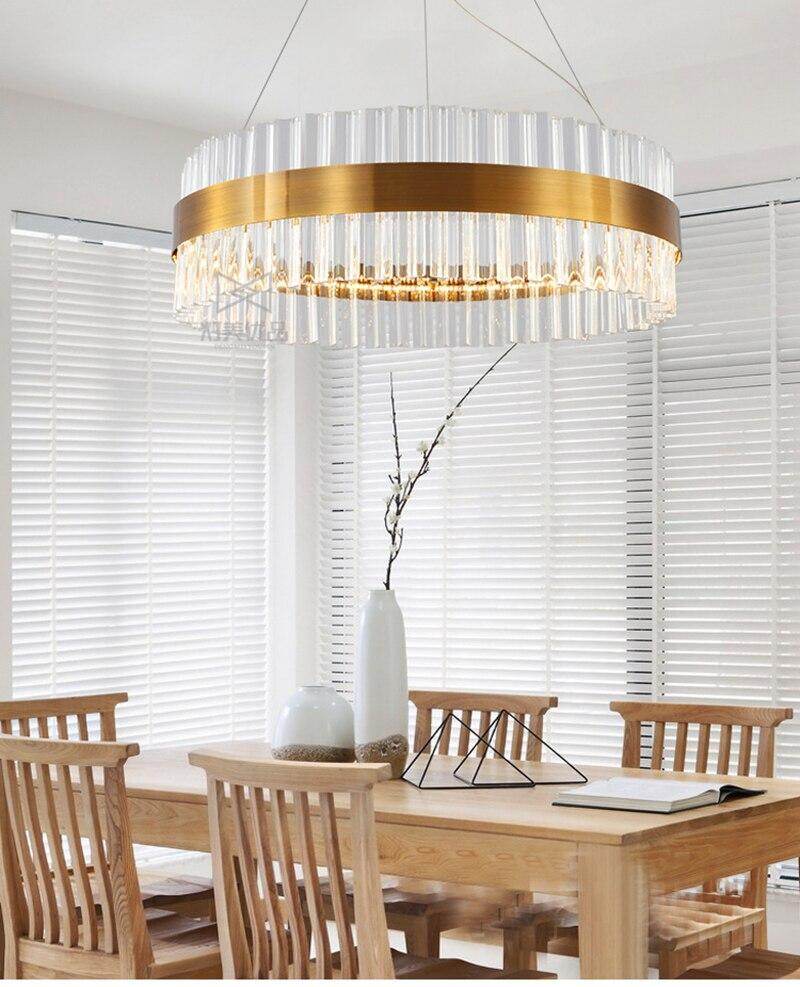 New Designer Round Modern Crystal Pendant Lights Luxury Dinning Room Hanglamp Duplex Building Hall Light Fixtures Hanging Lamp