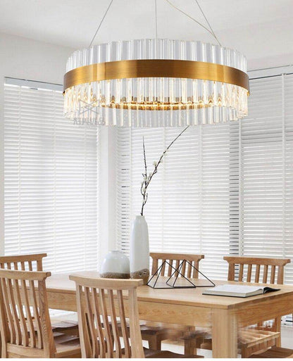 New Designer Round Modern Crystal Pendant Lights Luxury Dinning Room Hanglamp Duplex Building Hall Light Fixtures Hanging Lamp