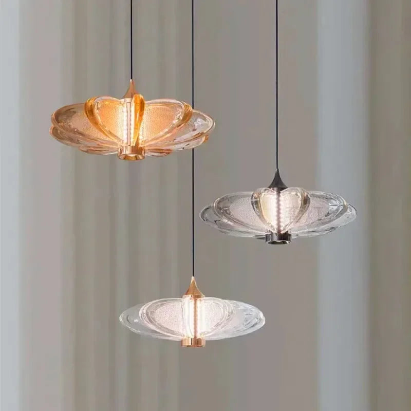 Modern Restaurant Glass Crystal Chandelier Bar Counter Luminous Body Artistic Creativity Personalized Lighting