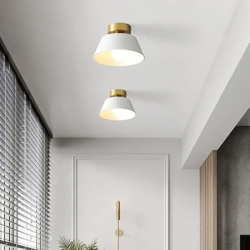 Retro Ceiling Light LED Indoor Decor Lamp Iron Round Black White Lampshade For Balcony Aisle Hallway Corridor Lighting Fixture