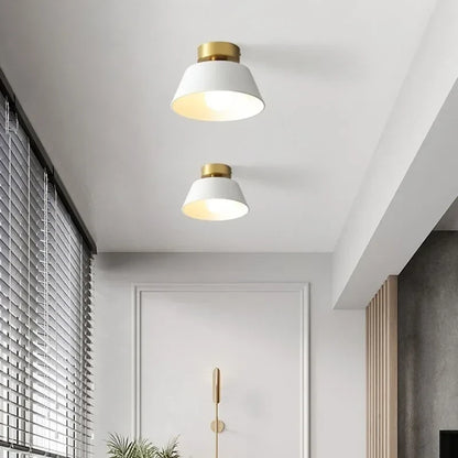 Retro Ceiling Light LED Indoor Decor Lamp Iron Round Black White Lampshade For Balcony Aisle Hallway Corridor Lighting Fixture