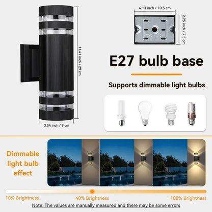 Replaceable Bulb Wall Light Outdoor LED Wall Lamp Up Down Porch Light Waterproof Exterior Sconce Light for Balcony Garden Stair