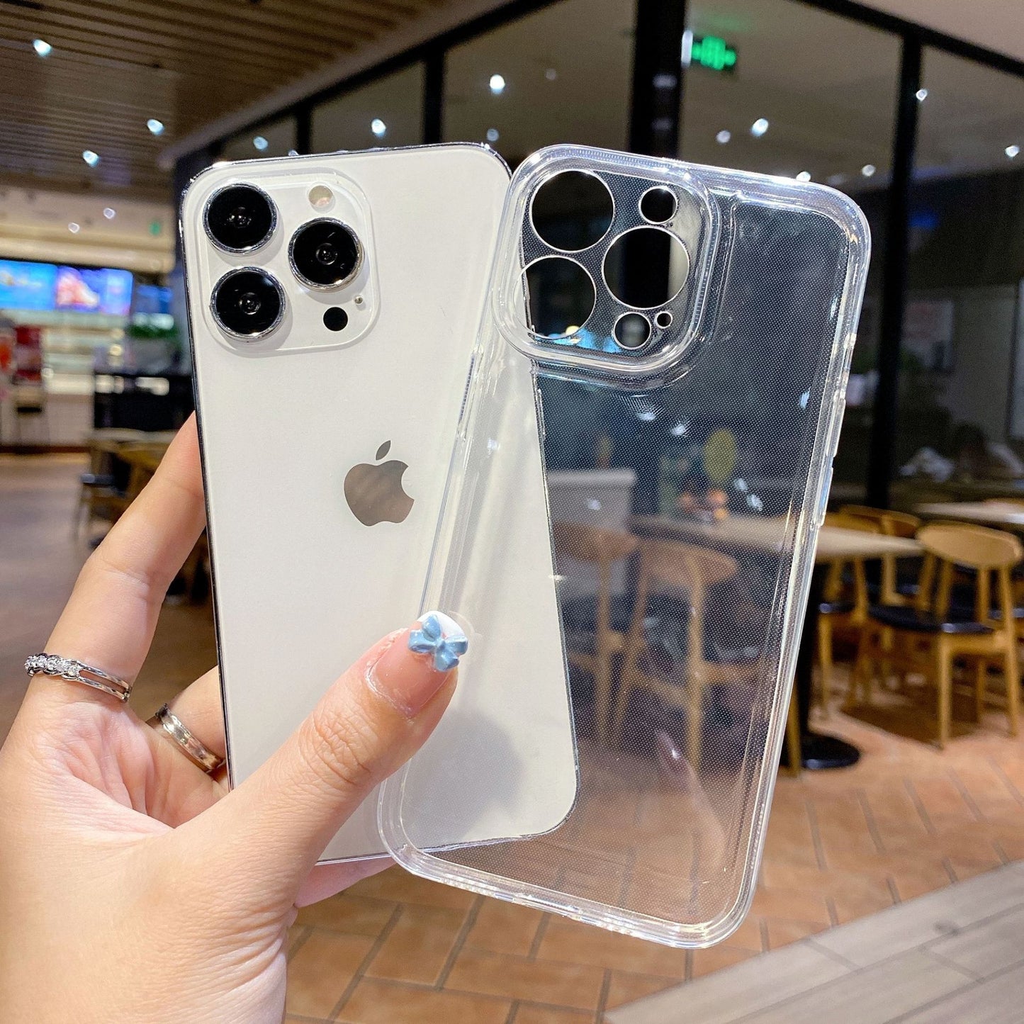 Transparent Shockproof Clear Phone Case For iPhone 16 15 14 13 12 Pro Max 13 12 Mini X XR X XS Max 7 8 14 15 16 Plus Black Cover