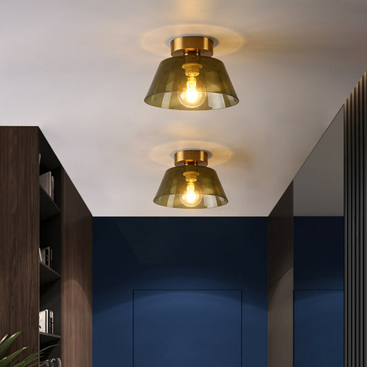 Modern Glass Ceiling Lamp Amber Green Glass Hood For Dining Room Home LED Decoration Light Fixture