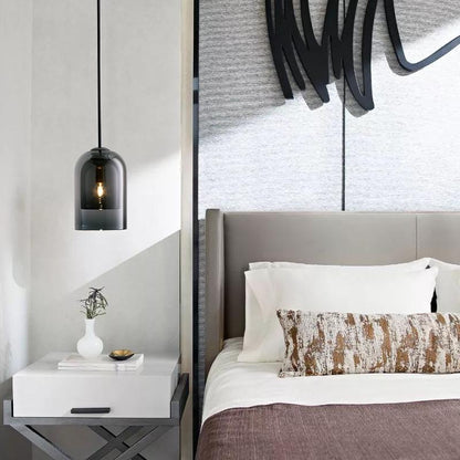 Postmodern Minimalist Iron Restaurant Single-headed Glass Chandelier Bedroom Bedside Bar Cafe Study Small Chandelier