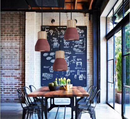 Pendant Lights Modern Fashion Ceiling Pendant Lamp Home Lighting Fixture, Wood Cement Hanglamp For Kitchen Dining Room
